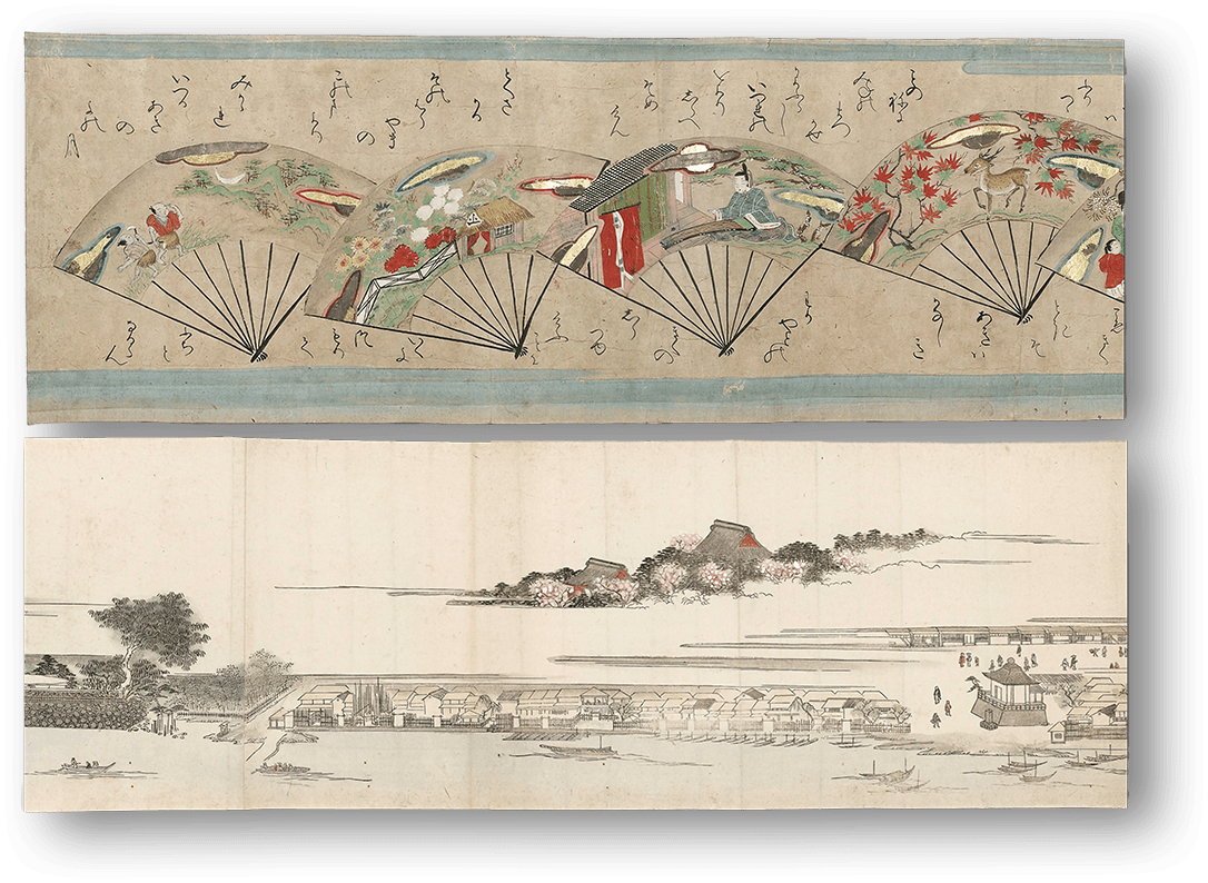 Ōgi no Sōshi, Sumidagawa Ryōgan Ichiran - 扇の草紙、隅田川両岸一覧